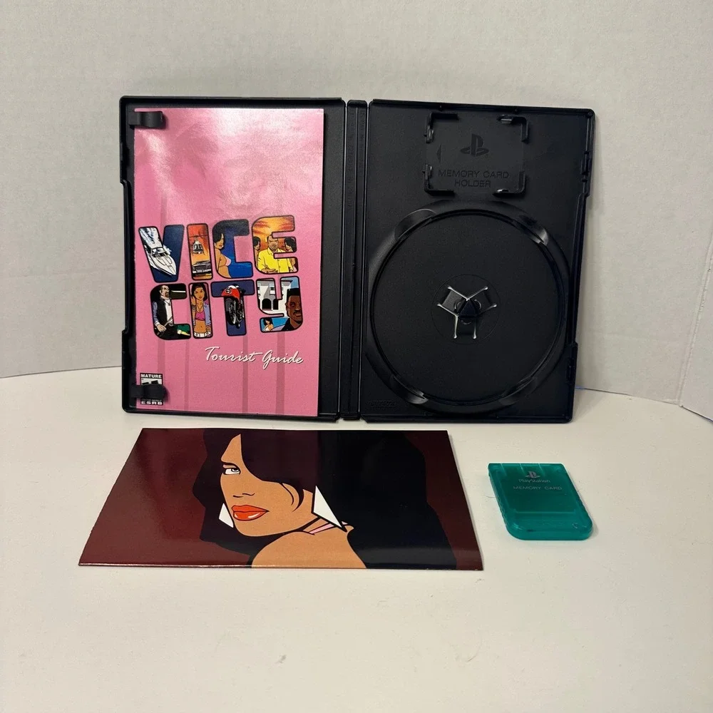 Grand Theft Auto Vice City PS2 Case & Manual Only + Official Sony Memory Card